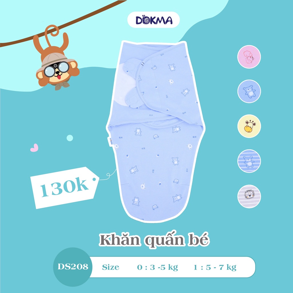 [FREESHIP] Ủ kén cho bé sơ sinh cotton Dokma Voi.kids DS208