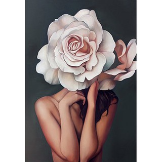 Tranh canvas cô gái hoa (kèm hình thật)40x60_50x70_60x90 hiện đại kèm khung