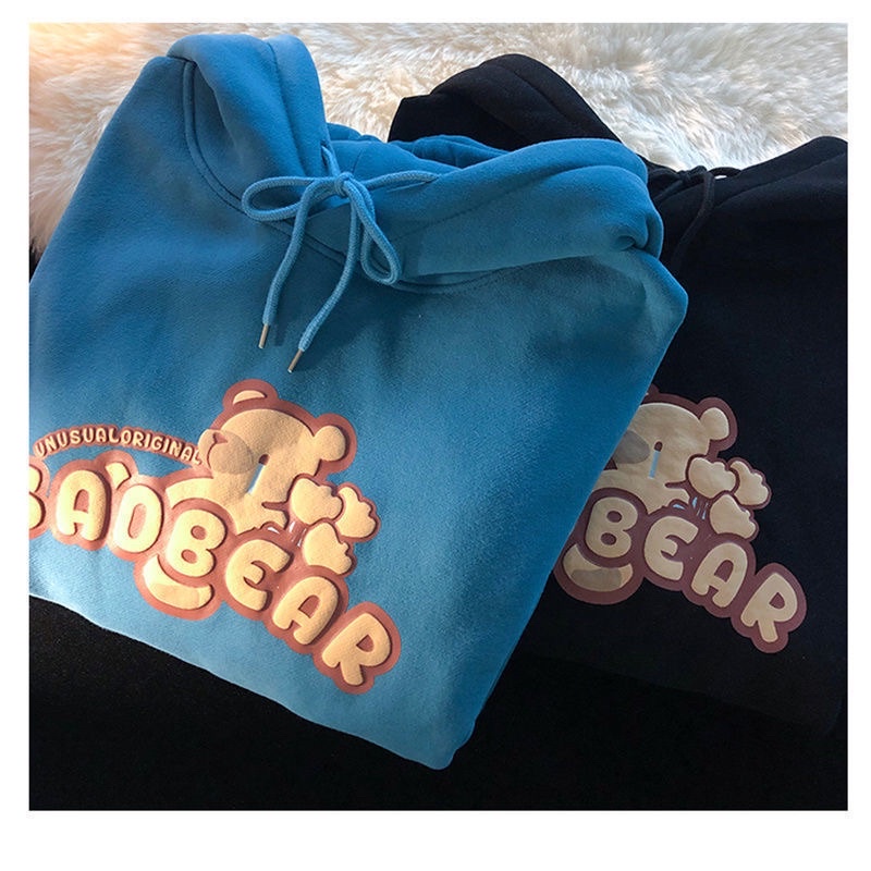 Áo Hoodie nam nữ unisex in 2 mặt chữ nổi , Áo nỉ bông có mũ 2 lớp phom rộng tay phồng dày dặn phong cách hàn quốc | BigBuy360 - bigbuy360.vn