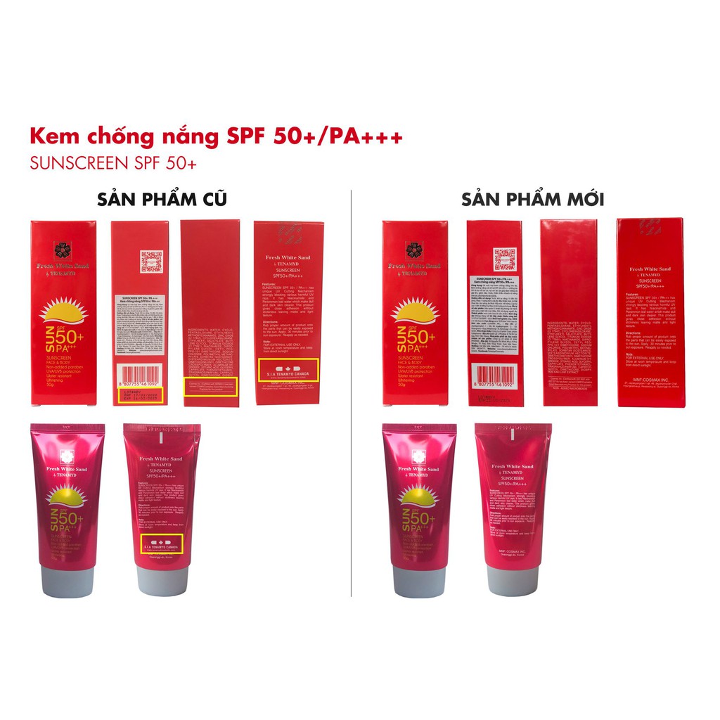 Date 03/2026 Kem chống nắng Tenamyd Fresh White Sand Sunscreen SPF 50+/PA+++ 50g