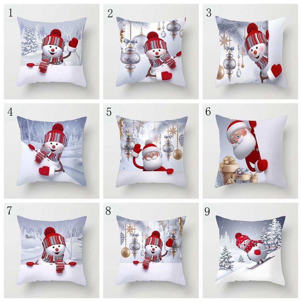 PINEVN Vỏ Gối Vuông 45 * 45Cm Chủ Đề Giáng Sinh Độc Đáo Trang Trí Nội Thất