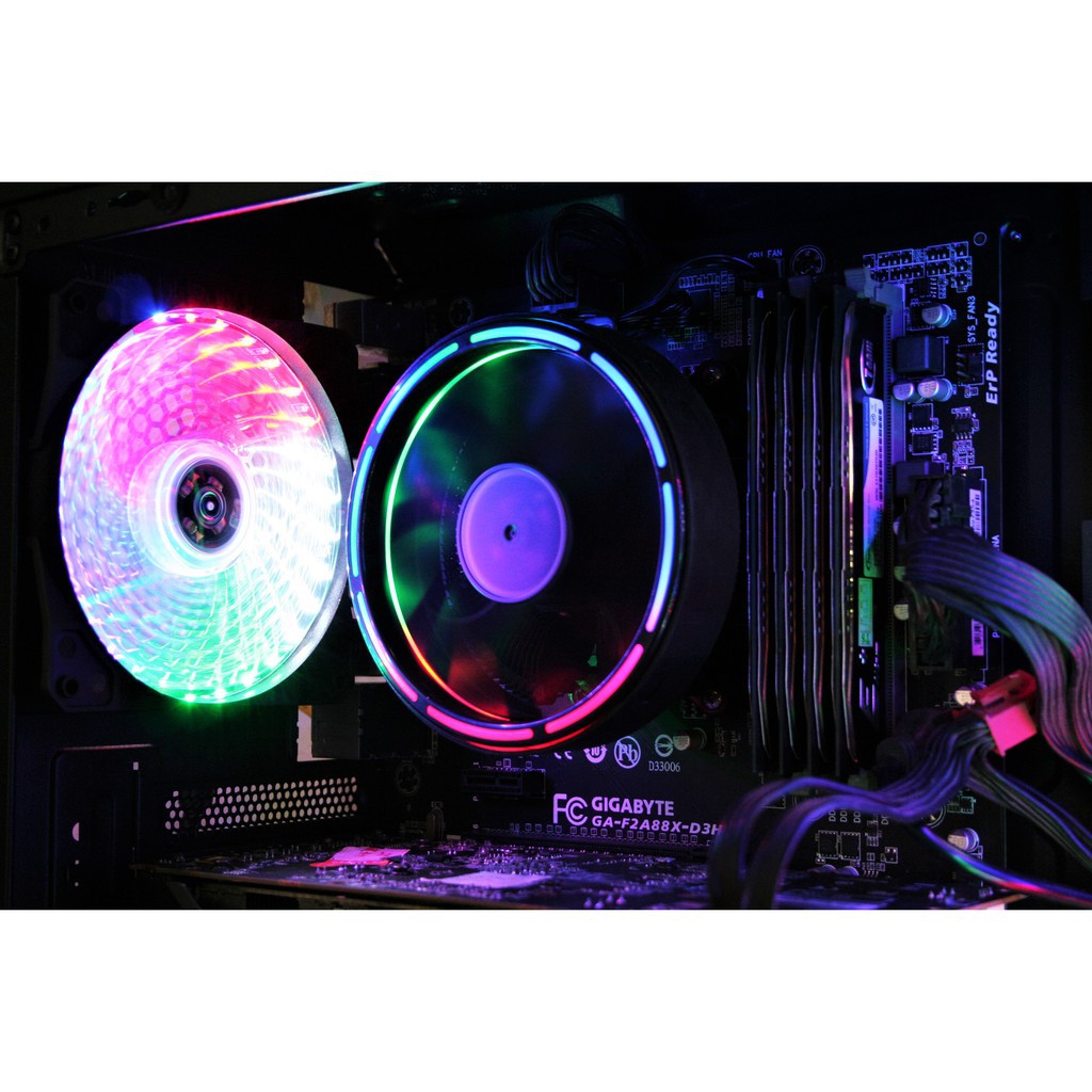 [G01] FAN CASE MÁY TÍNH coolmoon rainbow không dùng hub LED 5 MÀU - LED ĐƠN XANH/ĐỎ SIÊU ĐẸP NEW S036