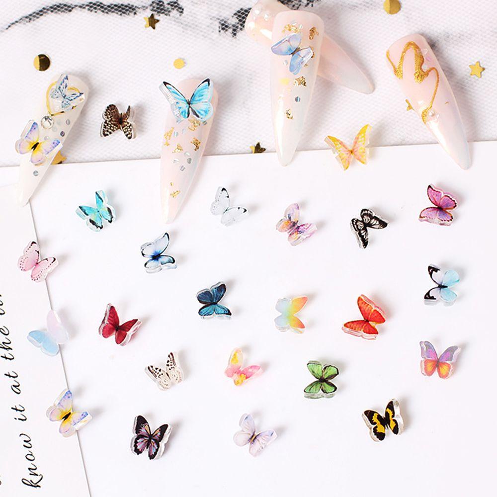 Set 20 Phụ Kiện Trang Trí Móng Tay Hình Bướm 3D Bằng Nhựa Resin|Phụ Kiện Trang Trí Móng Tay Xinh Xắn