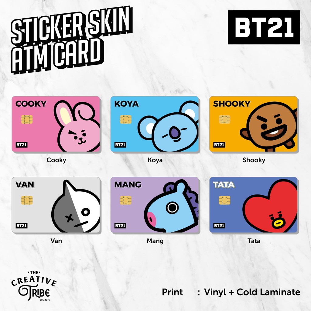 Nhãn Dán Da bt21 - atm vinyl debit tín dụng
