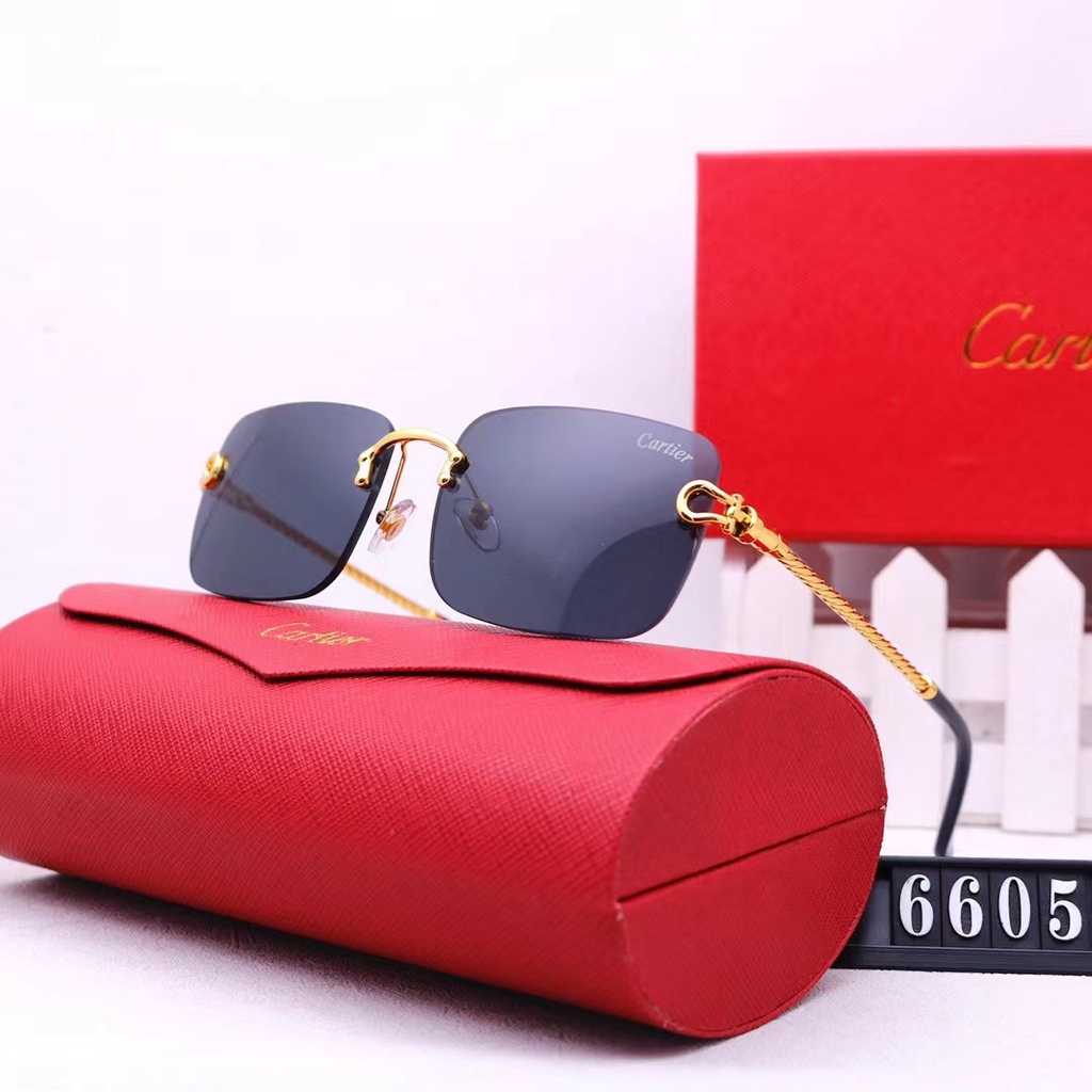 CARTIER Kính Mát Phân Cực Chống Tia uv400 Phân Cực Mặt Vuông Phong Cách Cổ Điển Sang Trọng Thời Trang Cho Nam Và Nữ
