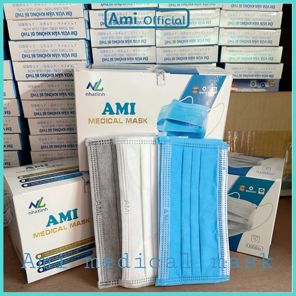 Khẩu trang y tế Ami Medical Mask hộp 50c đủ màu - Ami official