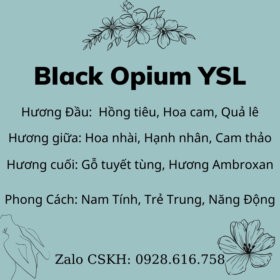 NƯỚC HOA NỮ CAO CẤP BLACK Y.S.L Optium 100ml Hương Thơm Gợi Cảm Cực Thơm