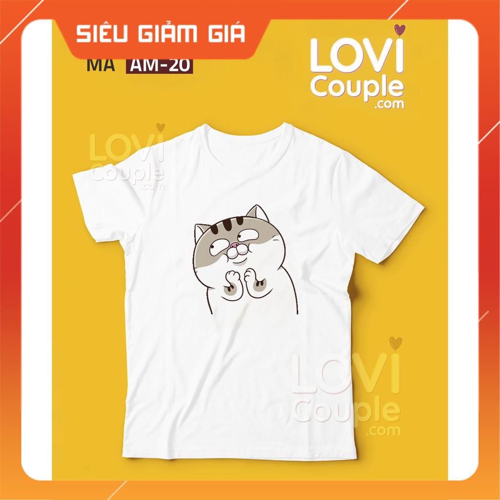 ÁO ĐÔI - Áo thun in mèo AMI bụng bự AM17-24 - LoviCouple - Có FeedBack