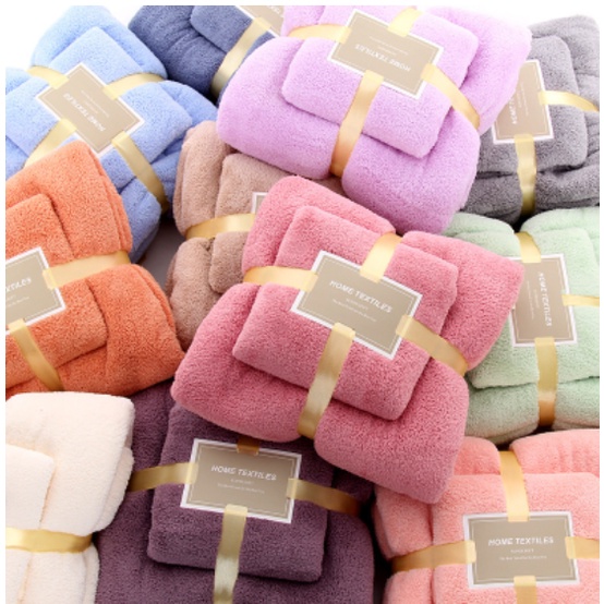 [Set 2] khăn tắm lông cừu xuất Hàn cỡ lớn, siêu mềm mịn thấm hút tốt | BigBuy360 - bigbuy360.vn