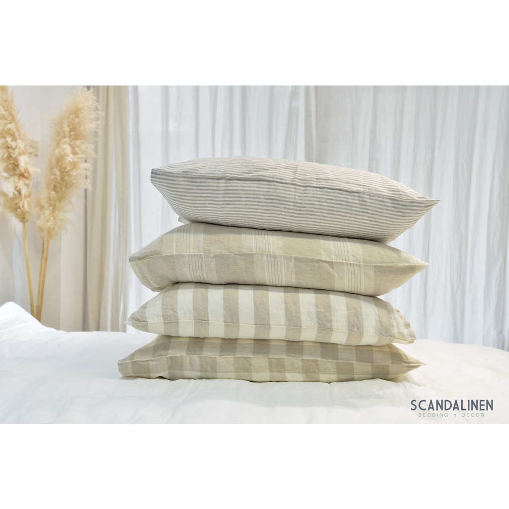 Vỏ Gối Linen Pháp Small Stripe Nhuộm sợi P61