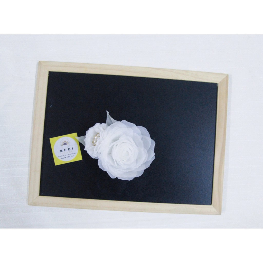 (Ảnh thật) Hoa cài áo handmad mẫu hồng trắng kép nhụy trai siêu sang (hoa to 9cm, nhỏ 4cm)