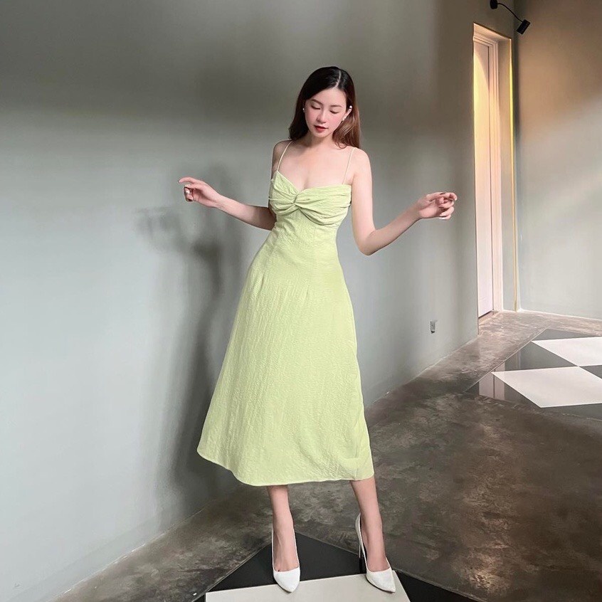 Đầm maxi hai dây dáng xòe dài xoắn ngực xinh xắn - Tina Dress