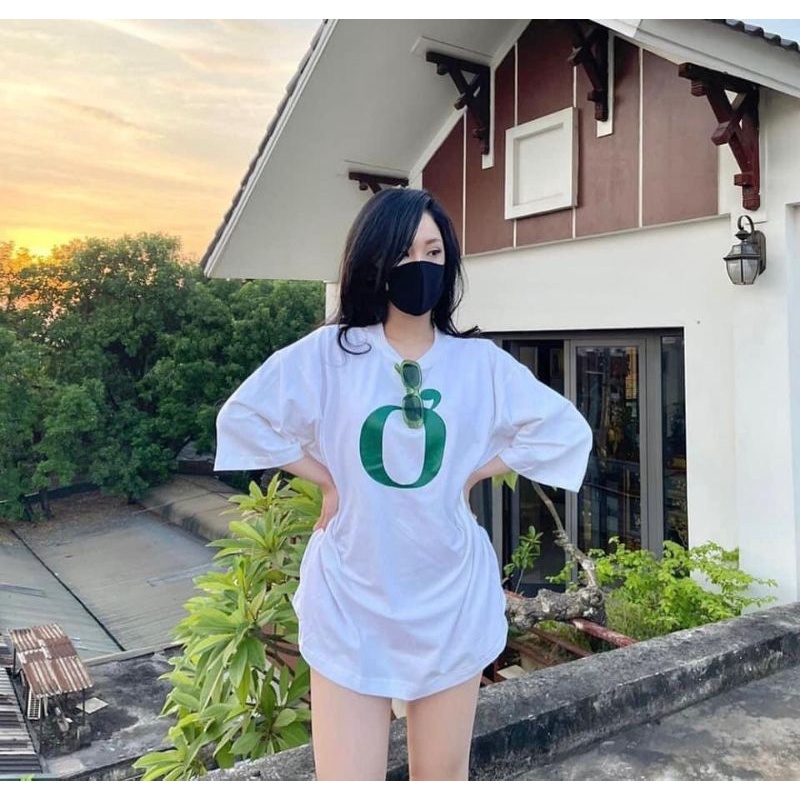 Áo Phông Tay Dáng Rộng Tay Lỡ Unisex In Hình Chữ Ơ