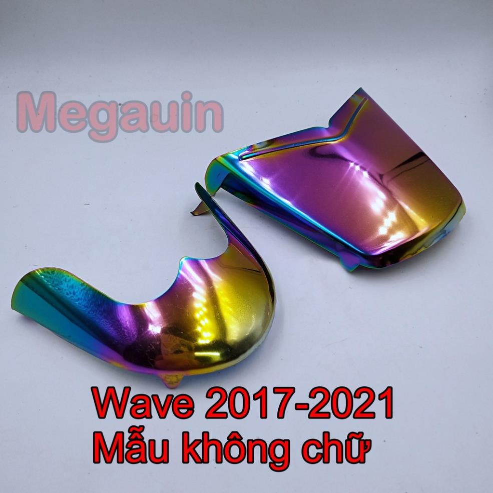 Bộ ốp Mỏ Dè Trước + Dè Sau INOX Xi Titan Xe Wave 2006 - 2021, Wave 50cc (Giá 1 cặp)