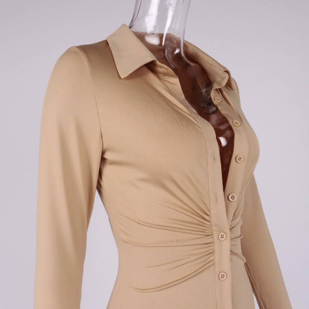 Đầm Sơ Mi Tay Dài Màu Sắc Thời Trang Cho Nữ