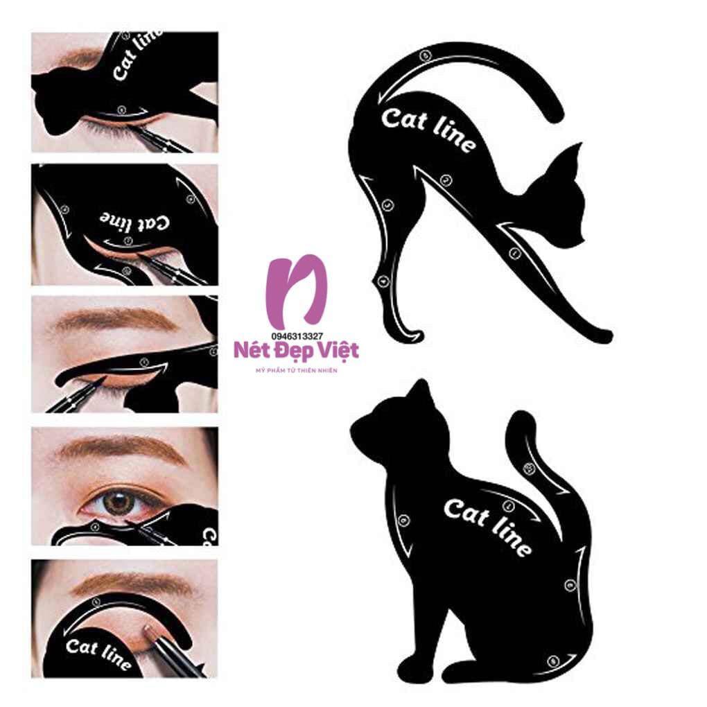 Bộ 2 Khuôn Vẽ Mắt Eyeliner Và Tô Bầu Mắt Hình Mèo Cat Line