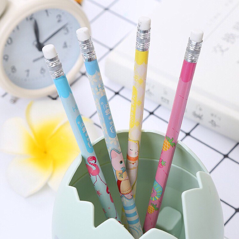[TRỢ GIÁ] Bút chì 2b kèm tẩy dễ thương, nhiều màu sắc và hoạ tiết