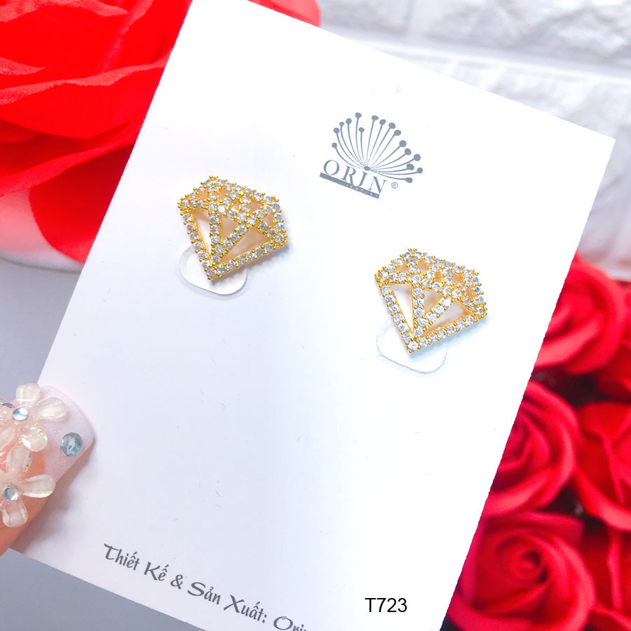 Bông tai hình vương miện đính đá bền màu cao cấp Orin T723