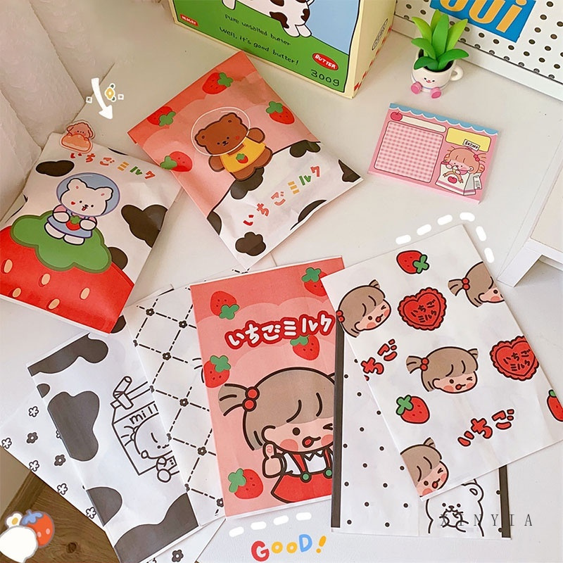 Túi Giấy Đựng Đồ Ăn Vặt Họa Tiết Trái Dâu Dễ Thương