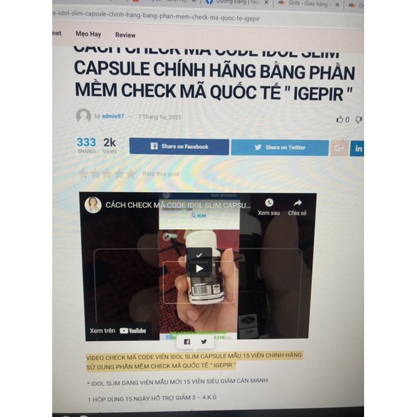 Giảm cân Coffee cà phê Idol Slim Capsule15 viên màu trắng chính hãng Thái Lan