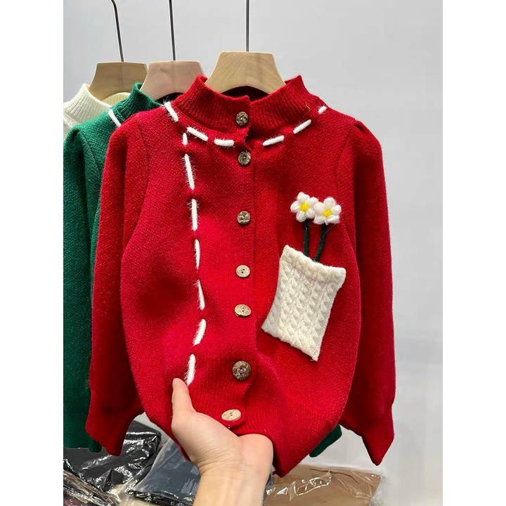 Áo len dài tay , khuy cài. Hàng QC