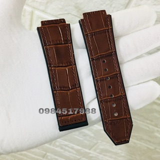 Dây Đồng Hồ Hublot Nam Da Vân Cá Sấu Hương Thơm Đặc Trưng Hublot Size 19-26-22mm ( tặng tovit thay dây )
