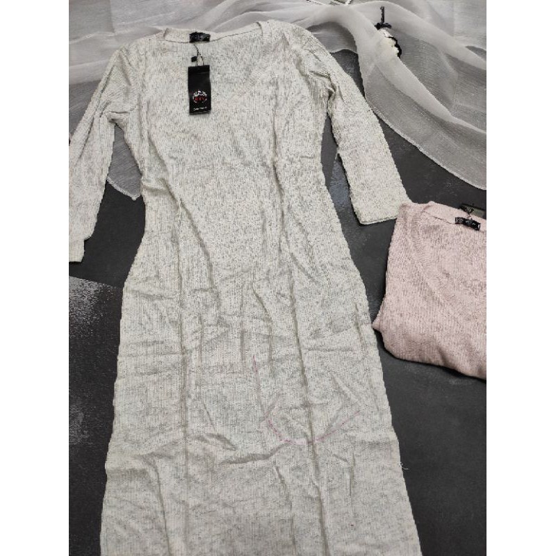 Đầm thun len tay lỡ cổ tim ( hình thật ) | BigBuy360 - bigbuy360.vn