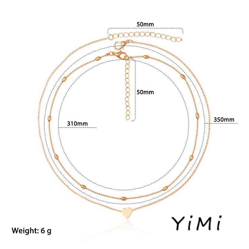 Vòng cổ nhiều lớp mặt hình trái tim thời trang nữ dễ thương