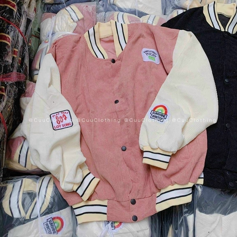 Áo khoác bomber nhung tăm cầu vồng - KÈM HÌNH- TA ALOHASHOP91