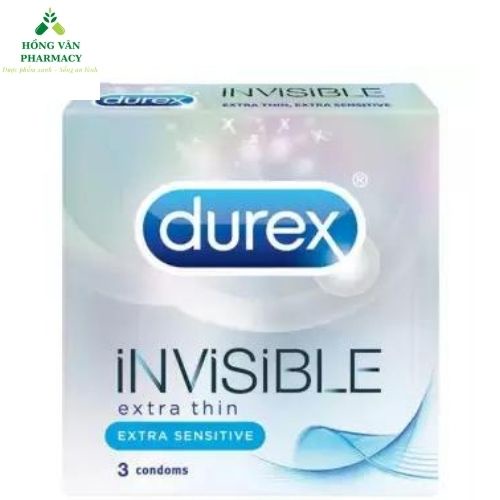 Bao cao su Durex INVISIBLE Siêu Mỏng (3Bao/Hộp), cho cảm giác chân thật nhất (Có che tên khi giao hàng)
