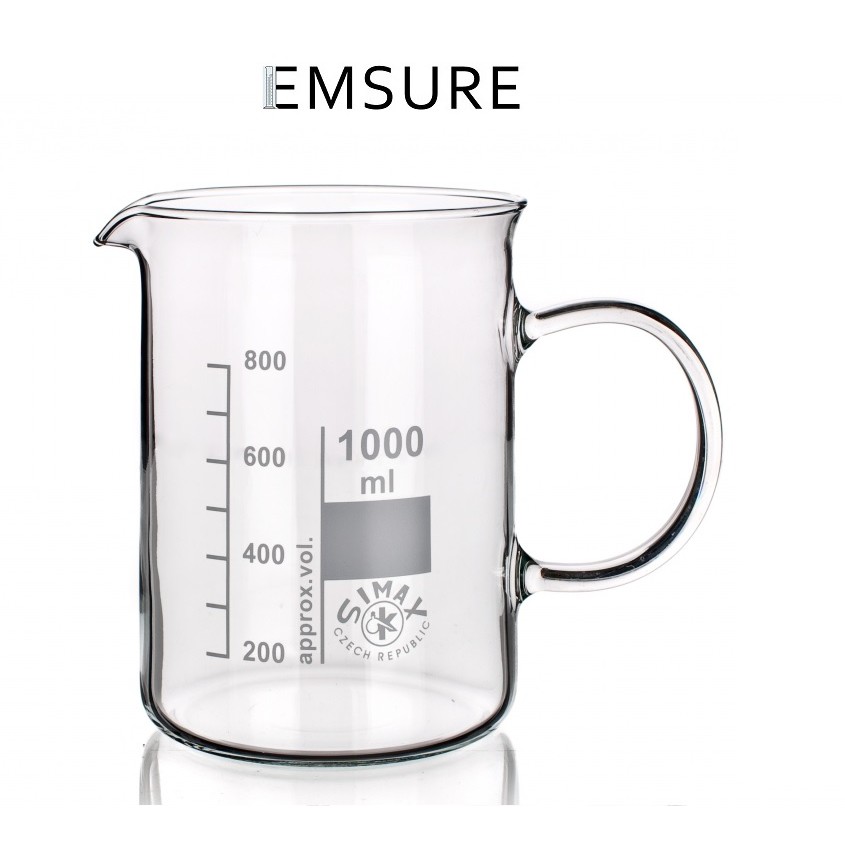 Ly/Ca/Cốc đốt đun thủy tinh có tay cầm 250-400-600-1000ml vạch chia pha chế mỹ phẩm, dược liệu, cà phê|Beaker cup