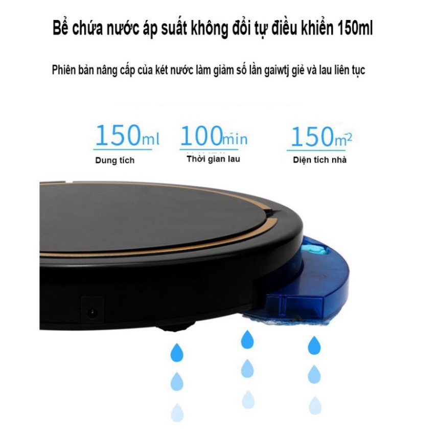 Robot Hút Bụi,Robot Hút Bụi Lau Nhà Thông Minh - Điều Khiển Từ Xa, Lực Hút Mạnh 2800pa, Lập Trình Đường Đi. RS300