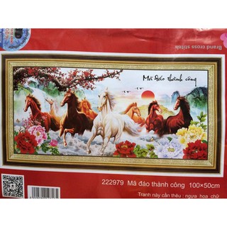 Tranh thêu chữ thập Mã đáo thành công 222979-100x50cm