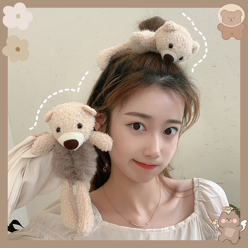 Băng Đô Nhung Rửa Mặt Trang Điểm Hình Gấu Dễ Thương