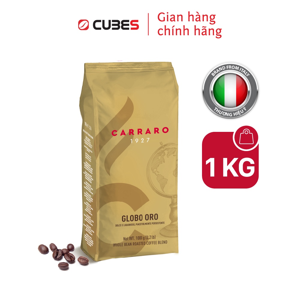 Cà phê hạt Carraro Globo Oro - Nhập khẩu từ Ý - Hương trái cây, vị phong phú, dịu dàng