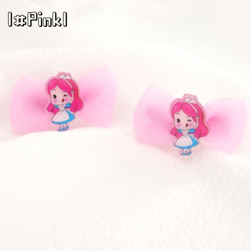 Set 2 Kẹp Tóc Nơ Nhiều Màu Dễ Thương Cho Bé Gái