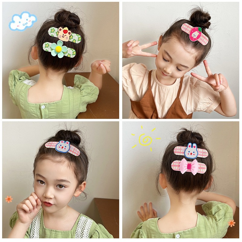 Miếng dán tóc mái tự dính cho bé gái loại ngắn gắn sticker hoạt hình phong cách Hàn Quốc cố định tóc gọn gàng