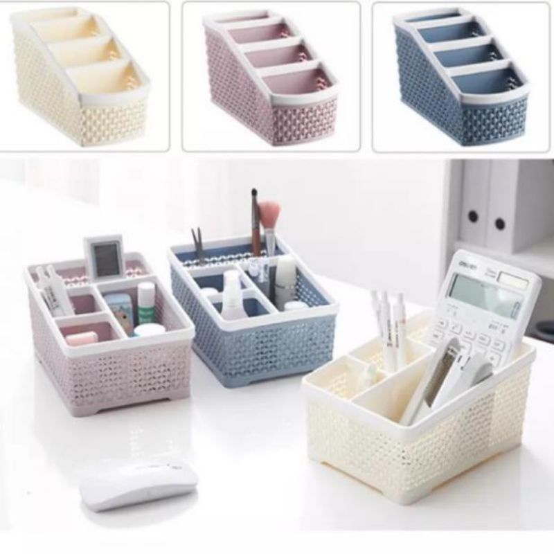 Khay tiện ích 4 ngăn đa năng để mỹ phẩm dụng cụ văn phòng vật dụng hằng ngày nhiều mầu