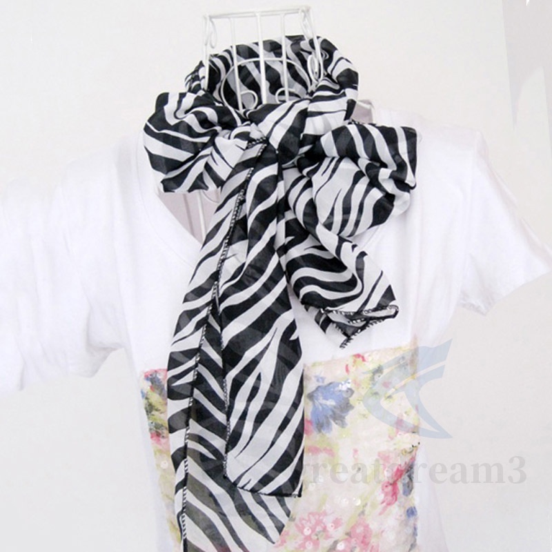 Khăn choàng nữ, vải chiffon, dài, in sọc ngựa vằn, thời trang
 | BigBuy360 - bigbuy360.vn