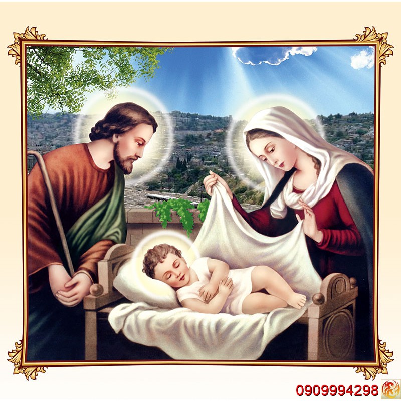 Tranh dán tường 3d hình Tiệc Ly Chúa Jesus, Gia Đình Thánh Gia