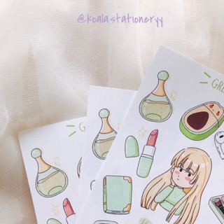 Bullet journal sticker - green girl