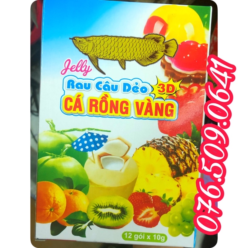 Rau câu dẻo cá Rồng Vàng hộp 12 gói [Date 2/2024]
