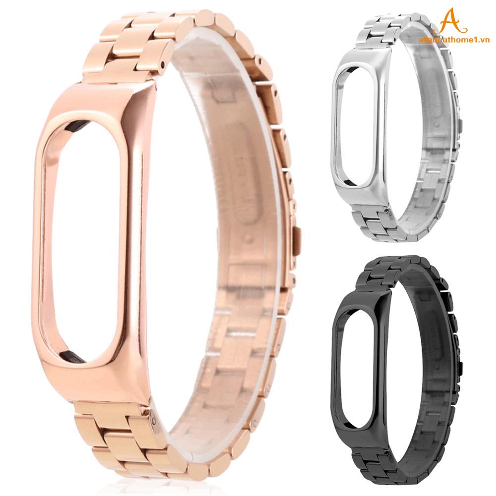 Dây đeo đồng hồ bằng thép không gỉ sang trọng cho Xiaomi Mi Band 2