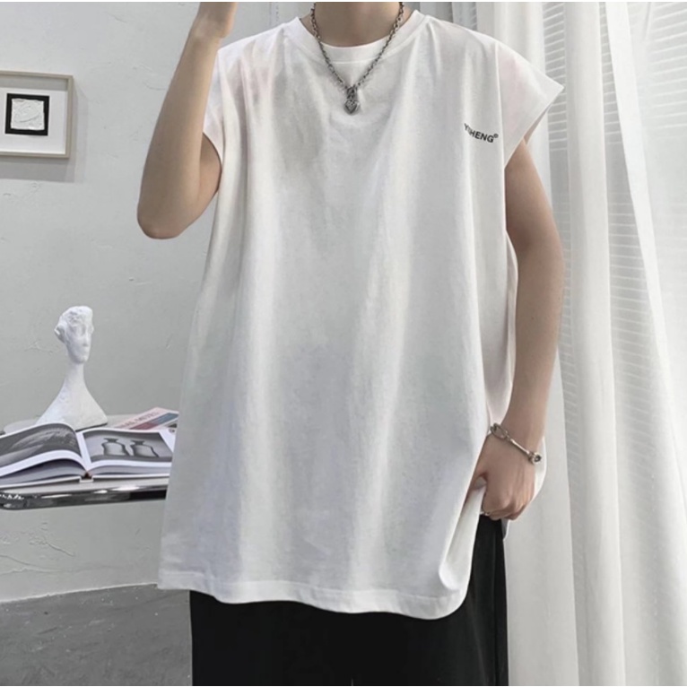 simple bông áo thun cổ tròn Áo Thun Nam Sát Nách In Hình Thời Trang Hàn Quốc unisex bigsize áo thun kiểu nữ áo thun quảng châu