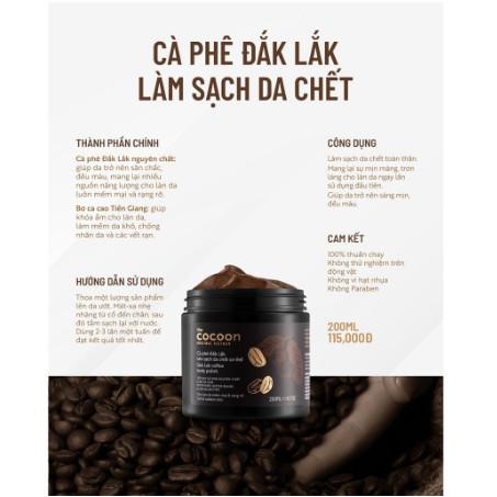 Cà phê Đăk Lăk làm sạch da chết Cocoon 200ml Tẩy da chết - Hoa Ban Cosmetic | BigBuy360 - bigbuy360.vn