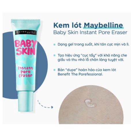 Kem Lót Mịn Da Che Khuyết Điểm Maybelline New York Baby Skin Pore Eraser Primer 22ml