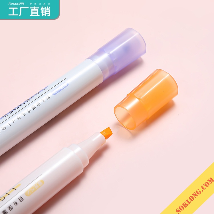 Bộ 6 bút highlight ghi nhớ dạ quang Sổ KLONG, bút đánh dấu màu Pastel nét đẹp