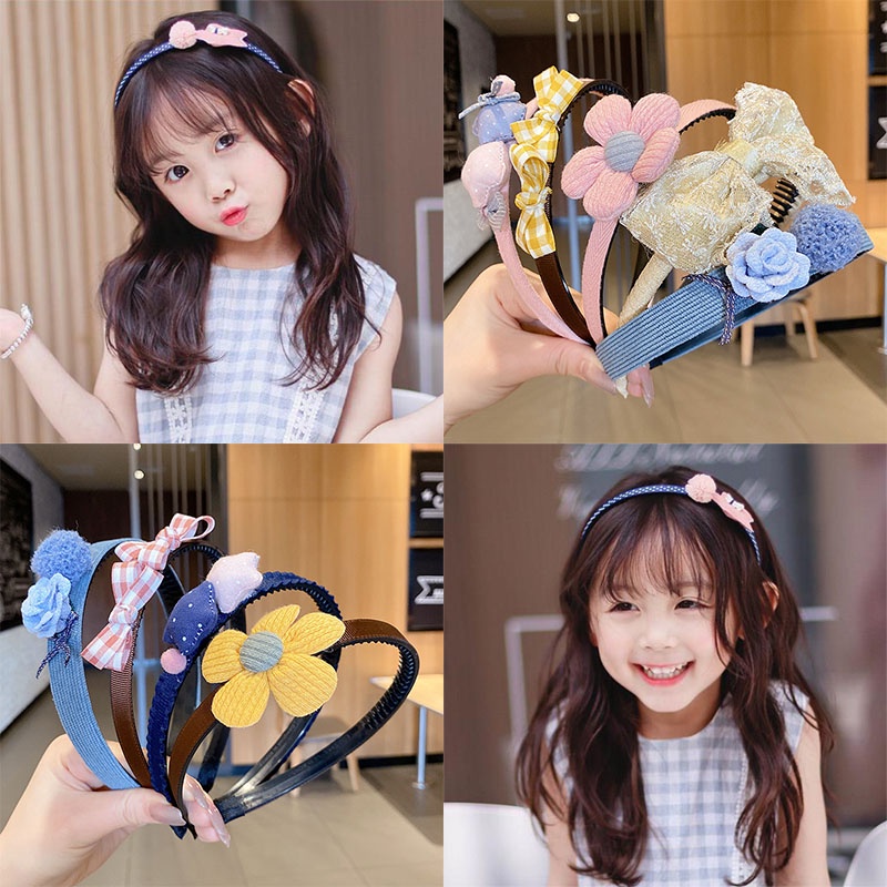 Băng đô đính hoa màu sắc dễ thương cho bé