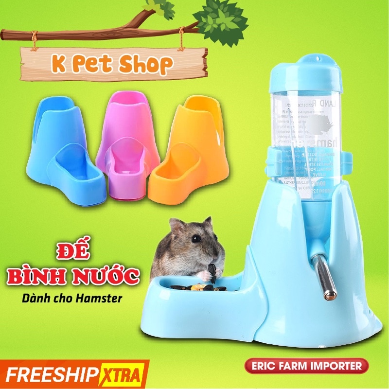 Đế Bình Nước Nhựa Kèm Chén Ăn 2 in 1  FREE SHIP  Đế Bình Nước Có Sẵn Máng Ăn Cho Hamter Bọ Thỏ Sóc...