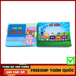 [FREESHIP-EXTRA] ComBo 2 Sách Vải Giáo dục mầm non-Chủ đề Số đếm và Chữ cái tiếng Việt-làm quen mặt chữ